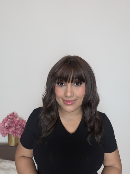 Human-like wig with bangs - M - Brown