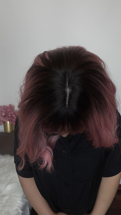 Human-like wig with bangs - M - Pink