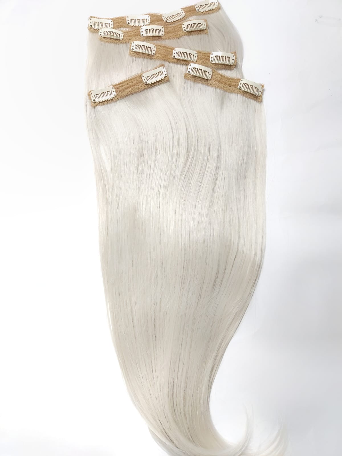 Human-like clip-in hair extensions - White