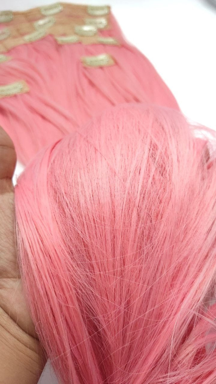 Human-like clip-in hair extensions - Pink