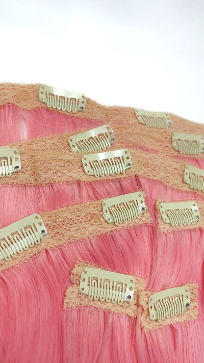 Human-like clip-in hair extensions - Pink