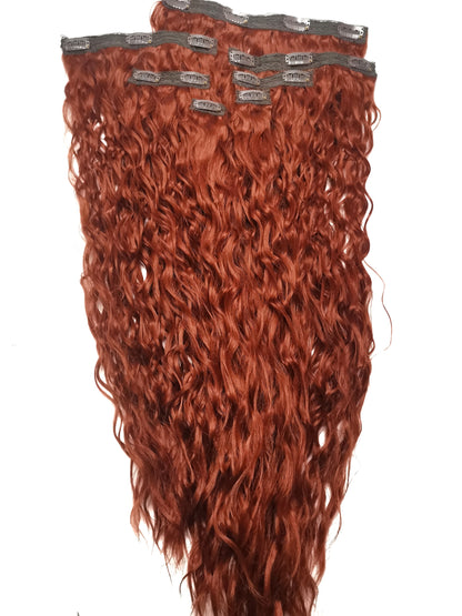 Human-like clip-in hair extensions - curly copper