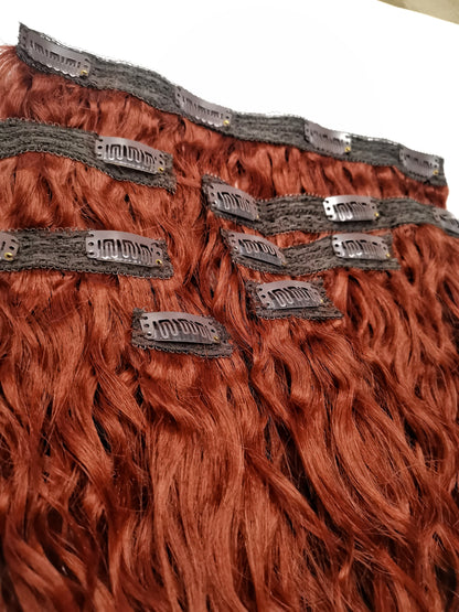 Human-like clip-in hair extensions - curly copper